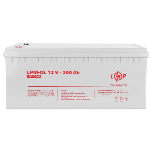 Аккумулятор гелевый 200 Ah (ампер-часов) LogicPower LPM-GL 12V