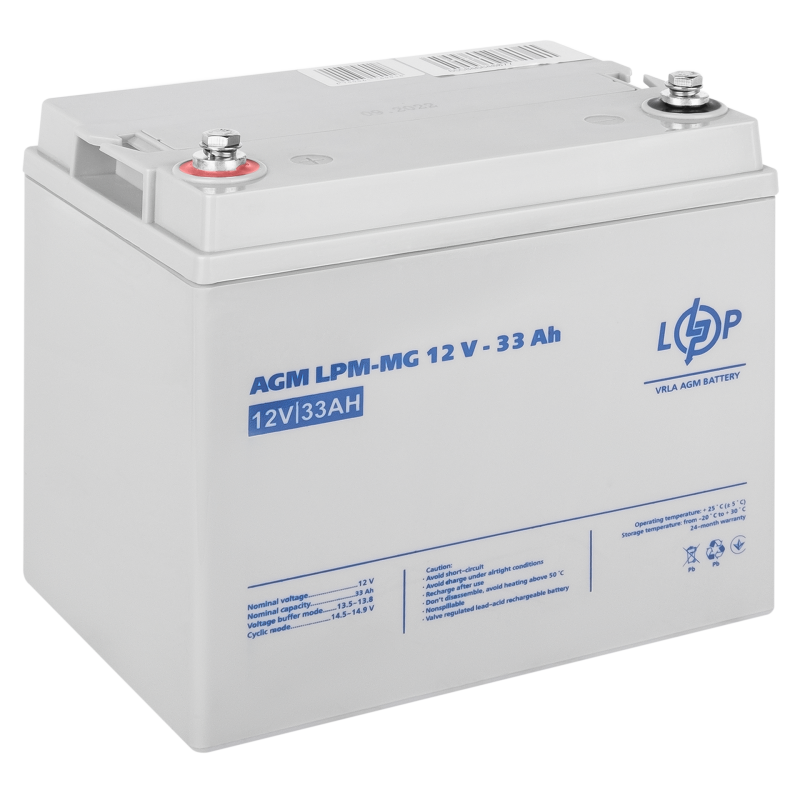 Акумулятор мультигелевий 33 Ah (ампер-годин) LogicPower AGM LPM-MG 12V
