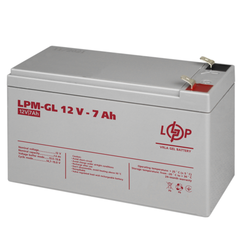Акумулятор гелевий 7 Ah (ампер-годин) LogicPower LPM-GL 12V