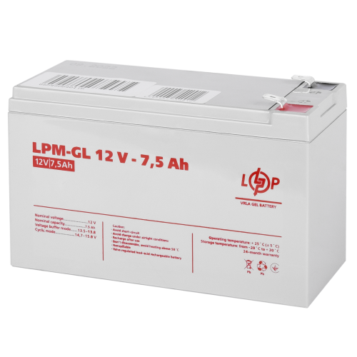 Акумулятор гелевий 7.5 Ah (ампер-годин) LogicPower LPM-GL 12V