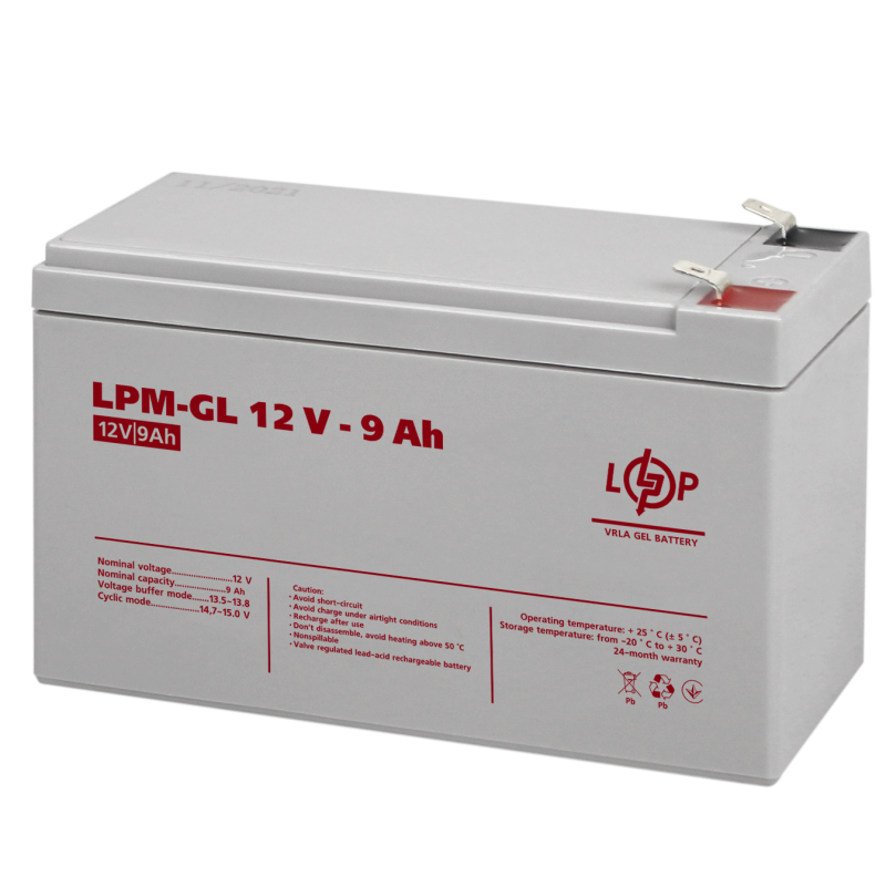 Аккумулятор гелевый 9 Ah (ампер-часов) LogicPower LPM-GL 12V