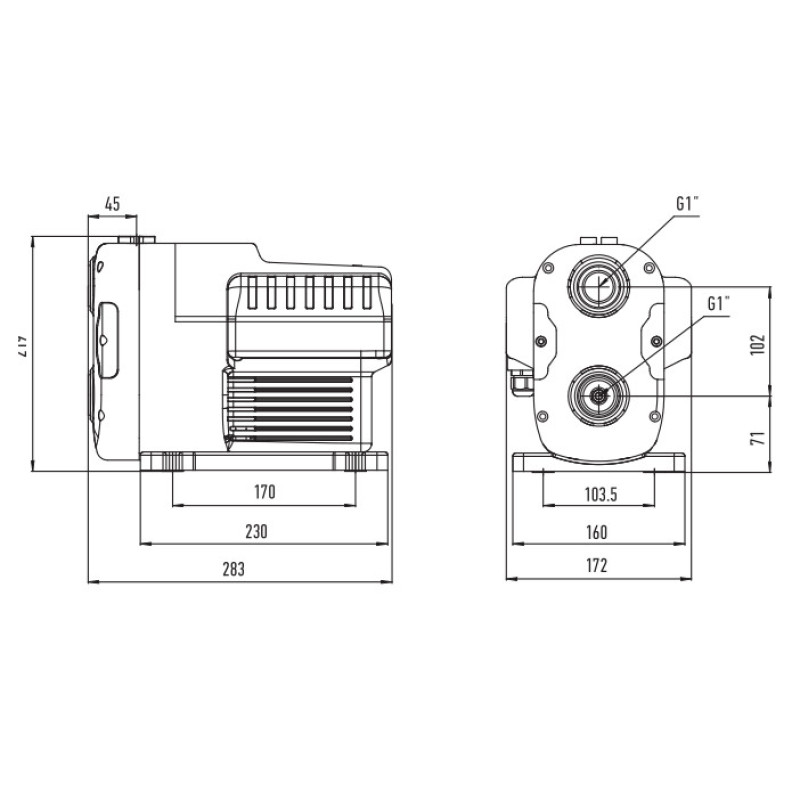 Насосная станция интеллектуальная энергосберегающая KOER SCA3-30, Н=45М, Q=5.4кбМ, P=750 Вт, 1"x1" (KP3311)