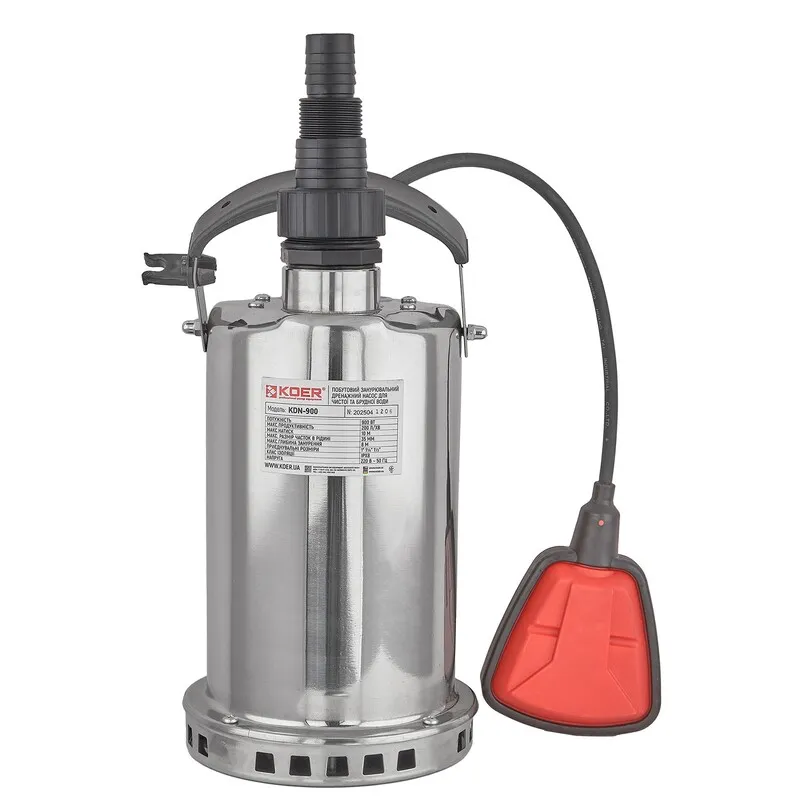 Дренажный насос Koer KDN-900 корпус нержавеющая сталь Н=10М, Q=12кбМ, P=900 Вт