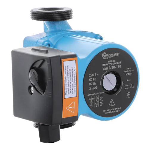 Насос циркуляционный Vodomet VM25/60-130 с кабелем, без гаек (92 Вт, Q=3.6 м³/ч, H=6м)