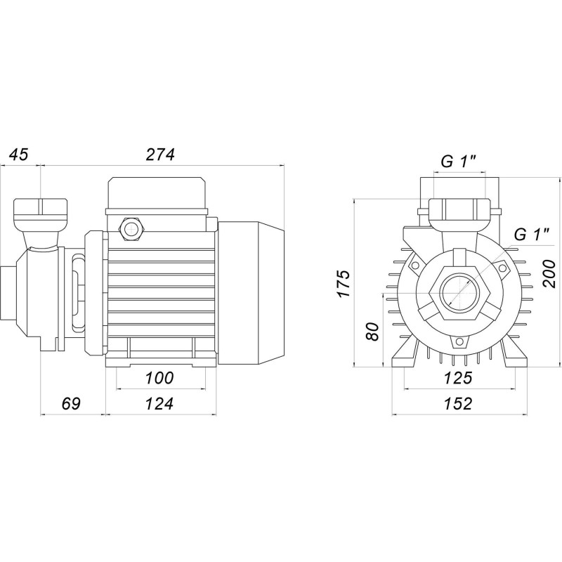 Вихревой насос KF-6 1,5 кВт SAER (4,2 м3/час,86 м) однофазный