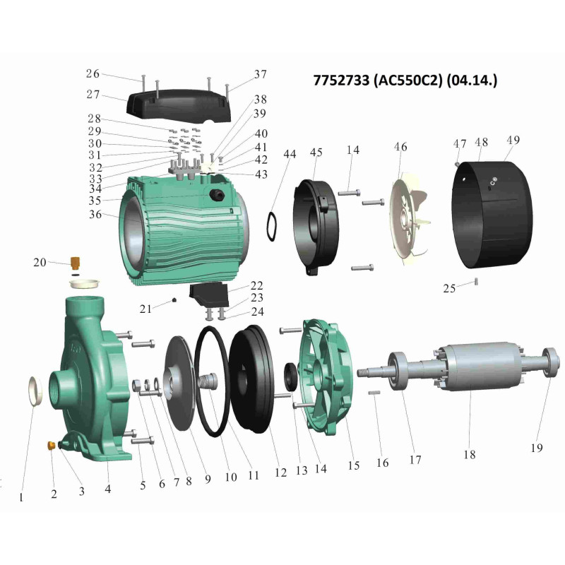 Насос відцентровий 380В 5.5кВт Hmax 46,5м Qmax 900л/хв 2" LEO 3.0 AC550C2 (7752733)