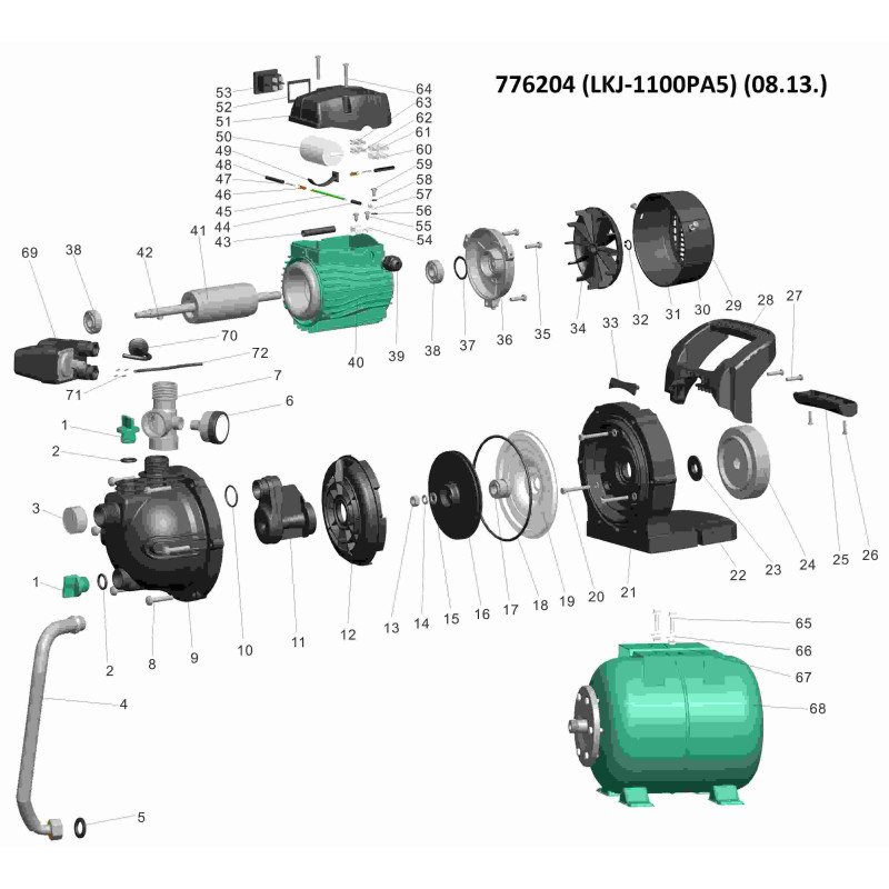Насосна станція LEO (776204) 1.1кВт Hmax 46м Qmax 70л/хв 24л 