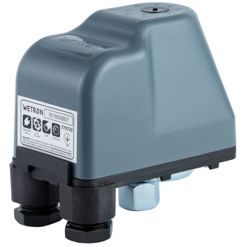 Реле давления 2.2кВт 1.4-2.8 бар (гайка) WETRON (779733) Реле давления 2.2кВт 1.4-2.8 бар (гайка) WETRON (779733)