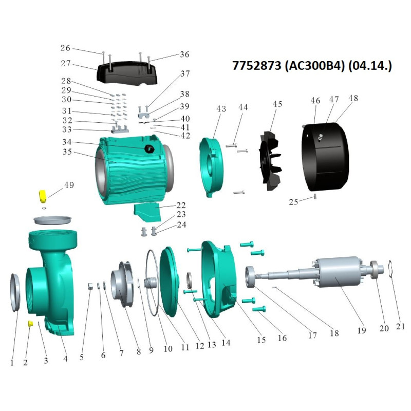 Насос центробежный 380В 3.0кВт Hmax 20м Qmax 1200л/мин 4" LEO 3.0 (7752873)