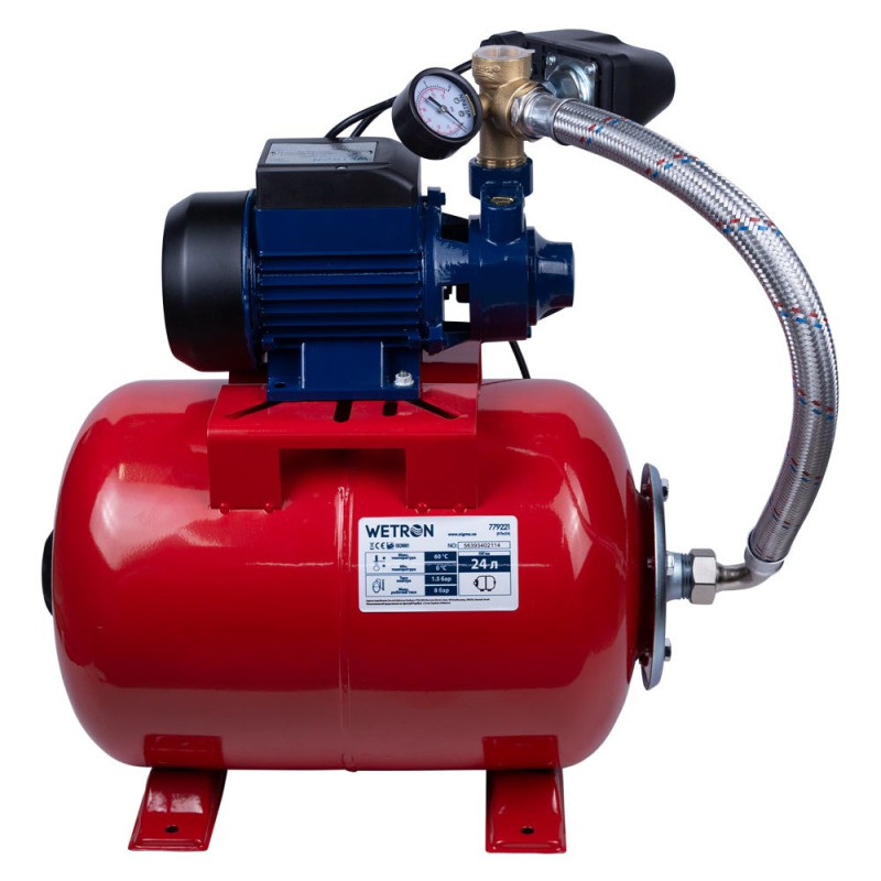 Станция 0.37кВт Hmax 35м Qmax 35л/мин (вихревой насос) 24л Украина WETRON (775011/24)