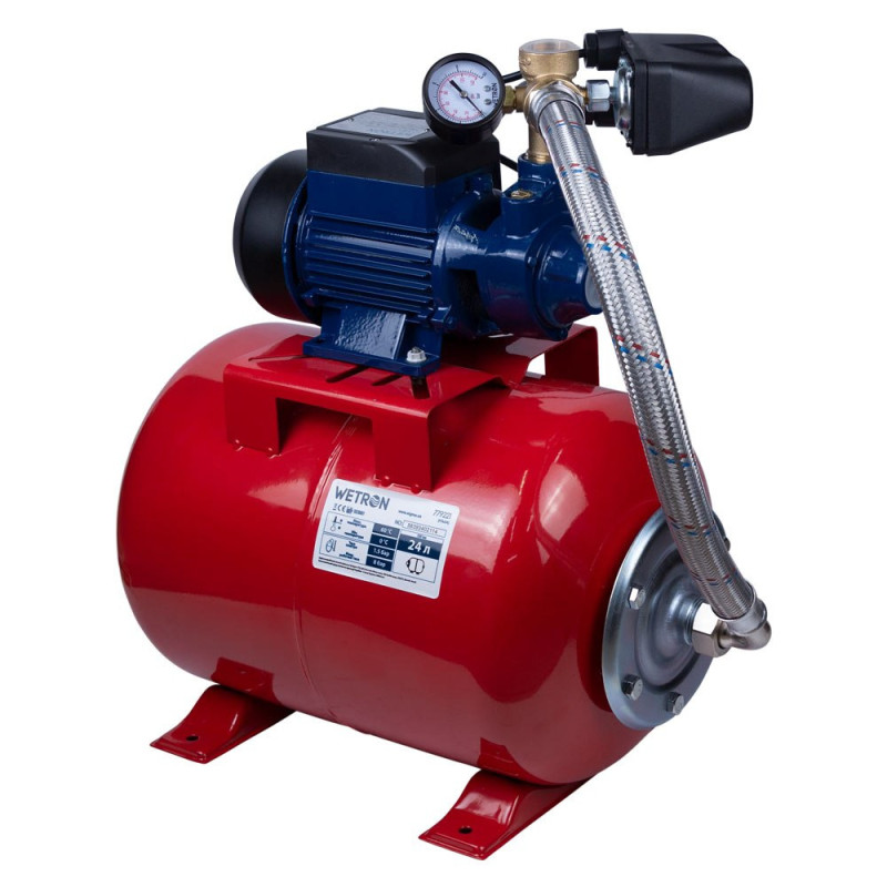 Станция 0.37кВт Hmax 35м Qmax 35л/мин (вихревой насос) 24л Украина WETRON (775011/24)