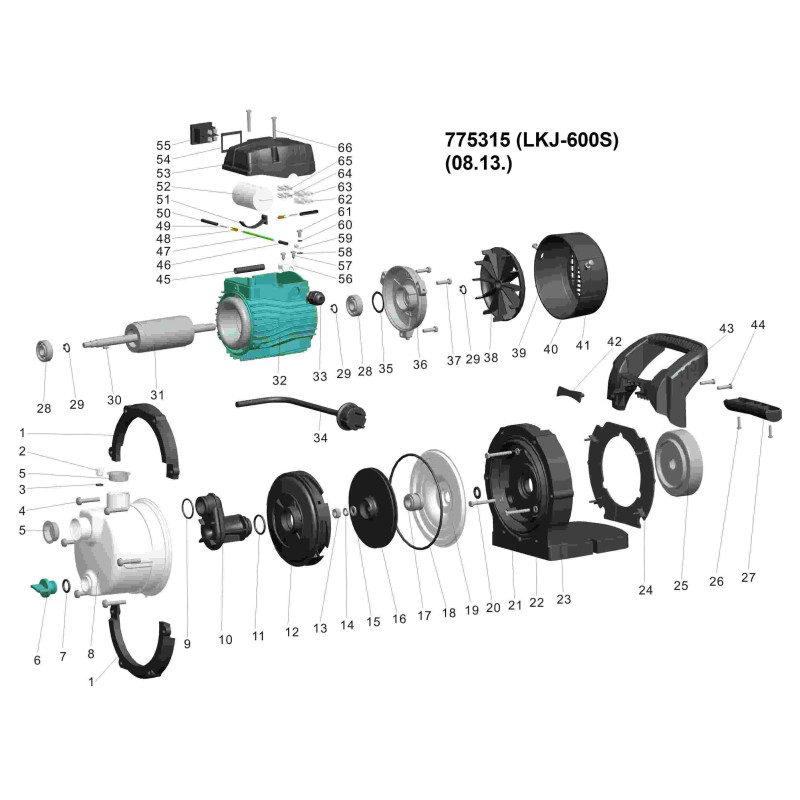 Насос відцентровий самовсмоктуючий 0.6кВт Hmax 35м Qmax 50л/хв (нерж) LEO (775315)