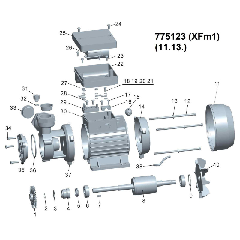Насос вихревой 0.37кВт Hmax 40м Qmax 40л/мин LEO XFm/1 (775123)