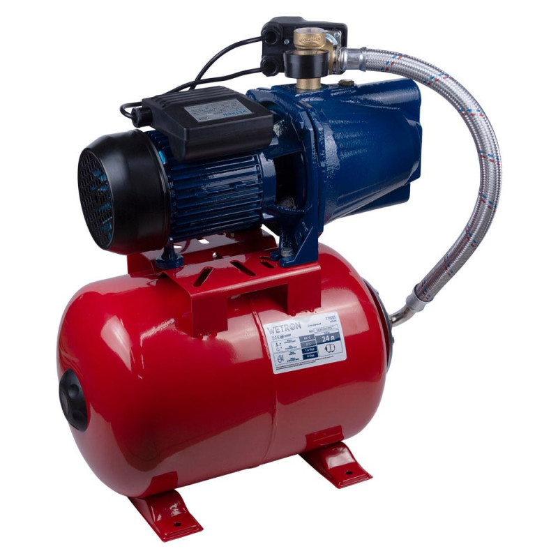 Насосная станция WETRON (775038/24) 1.1кВт Hmax 52м Qmax 70л/мин (самовсасывающий насос) 24л