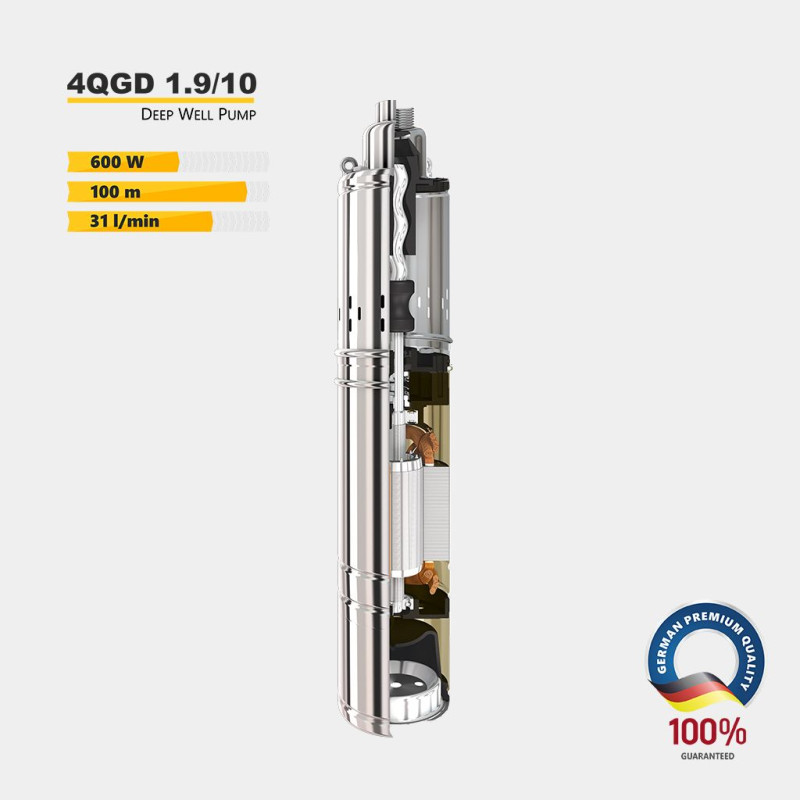 Насос шнековий TEKK HAUS 4QGD 1.9/10 600W 15м кабель 