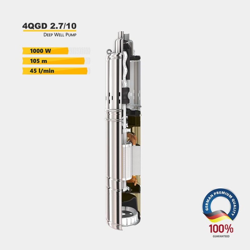 Насос шнековий TEKK HAUS 4QGD 2.7/10 1000W 15м кабель