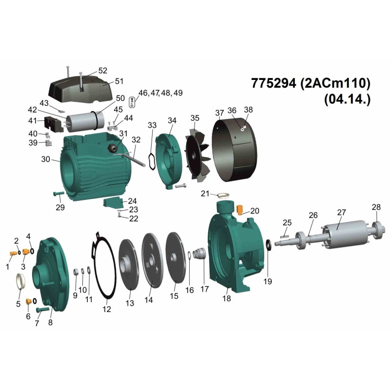Насос поверхностный Leo 3,0 2ACm110 (775294) (1.1кВт Hmax 47м Qmax 140л/мин) 