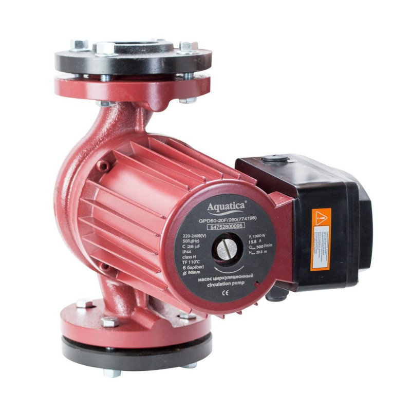 AQUATICA GPD 65-10F/300 (774159) Насос циркуляционный фланцевый (1.0кВт Hmax 10.3м Qmax 500л/мин DN65 300мм + фланец)