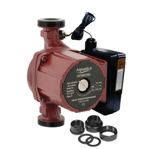 AQUATICA GPD25-4T/130 (774013) 65Вт Hmax 4м Qmax 63л/мин Ø1½" 130мм - Насос циркуляционный с термодатчиком