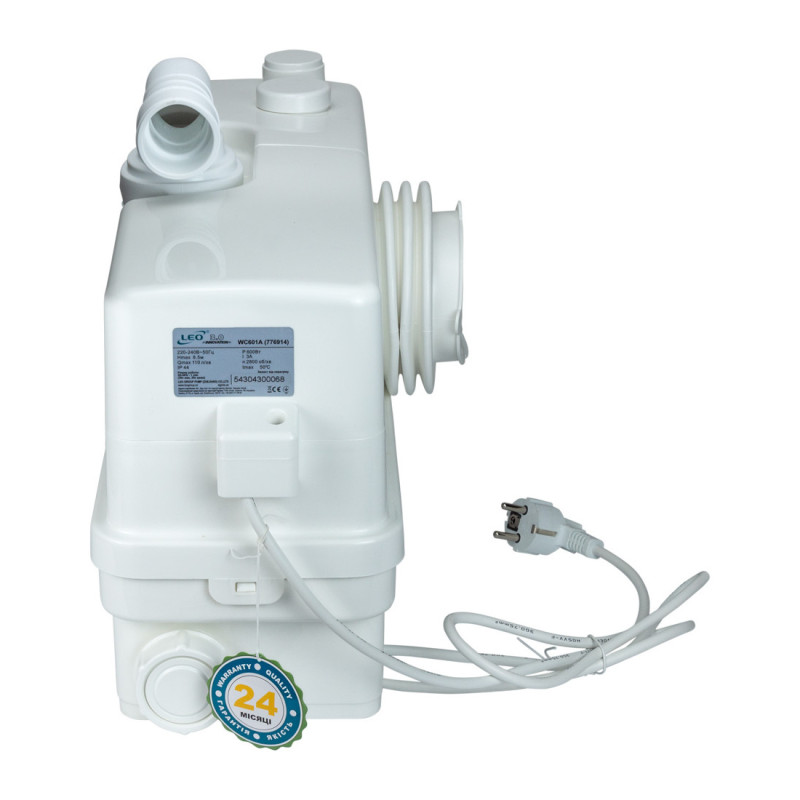 LEO 3.0 WC601A (776914) Станція каналізаційна (0.6кВт Hmax 8.5м Qmax 110л/хв 3 входи + фронтальний вхід 90мм)