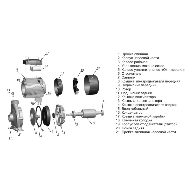 LEO 3.0 AC 300 C2 (7752713) - 380В 3.0кВт Hmax 30м Qmax 800л/мин 2" - Насос центробежный поверхностный