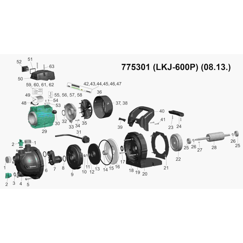 Leo LKJ-602P (775301) - 0.6кВт Hmax 35м Qmax 50л/мин - Насос центробежный самовсасывающий