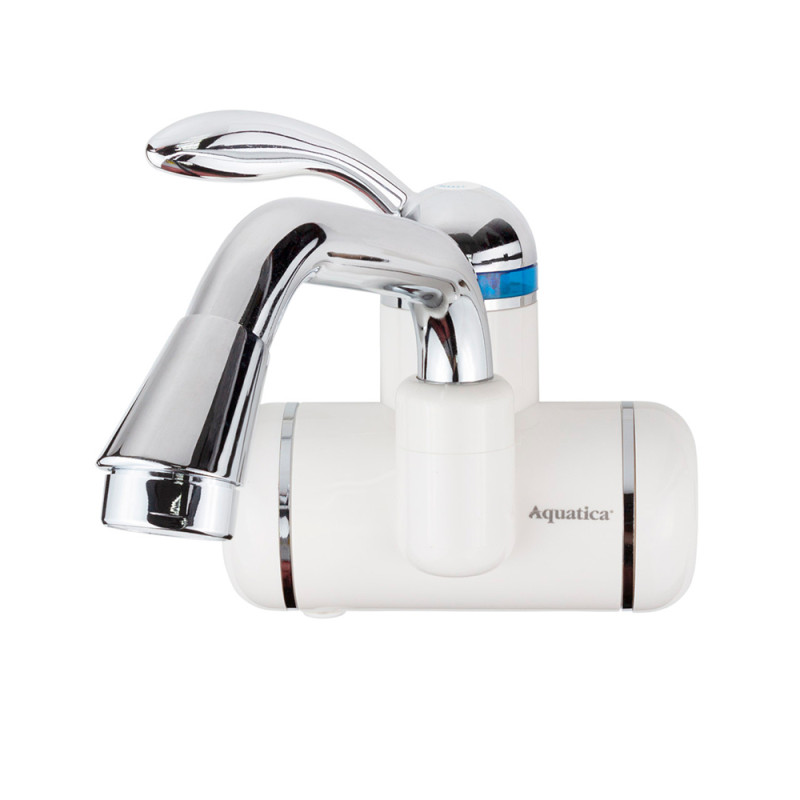 Кран-водонагрівач проточний LZ 3.0кВт 0.4-5бар для раковини гусак вигнутий довгий настінний AQUATICA (LZ-6A211W)