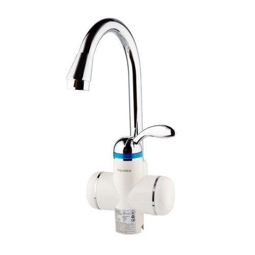 Кран-водонагреватель проточный LZ 3.0кВт 0.4-5бар для кухни гусак ухо на гайке AQUATICA (LZ-6B111W)