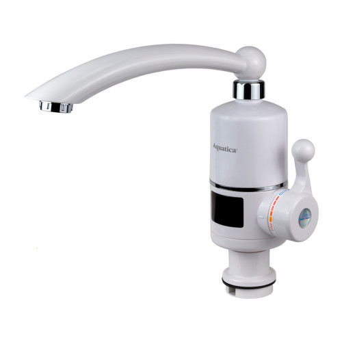 Кран-водонагрівач проточний NZ 3.0 кВт 0.4-5бар для кухні гусак прямий на гайці з дисплеєм AQUATICA (NZ-6B242W)