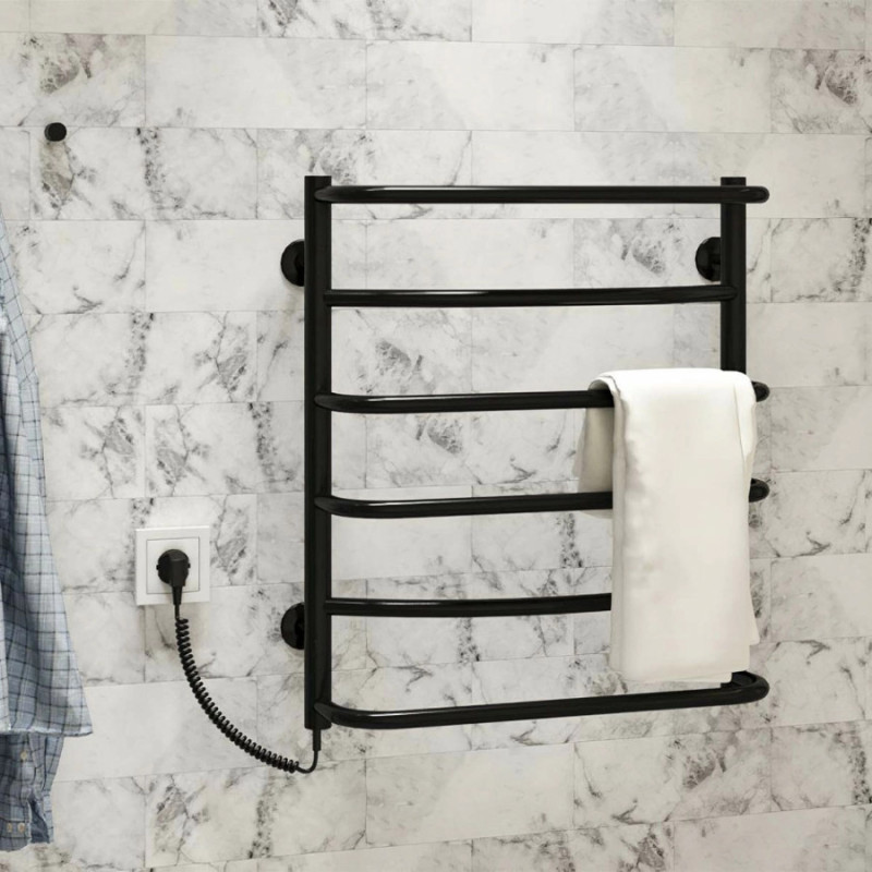 Рушникосушарка електрична Deffi Аквамікс 500x600 лівий, 60 Вт, чорний