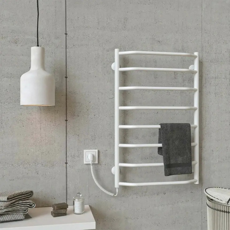 Полотенцесушитель электрический Deffi Трапеция 500x800 левый, 80 Вт, белый