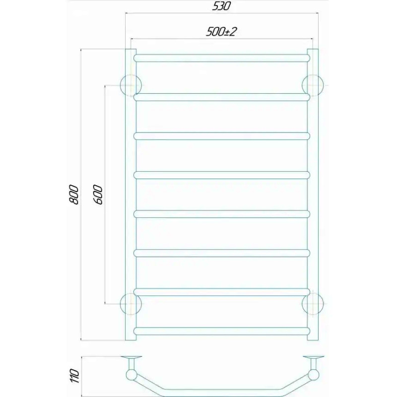 Полотенцесушитель электрический Deffi Трапеция 500x800 левый, 80 Вт, белый