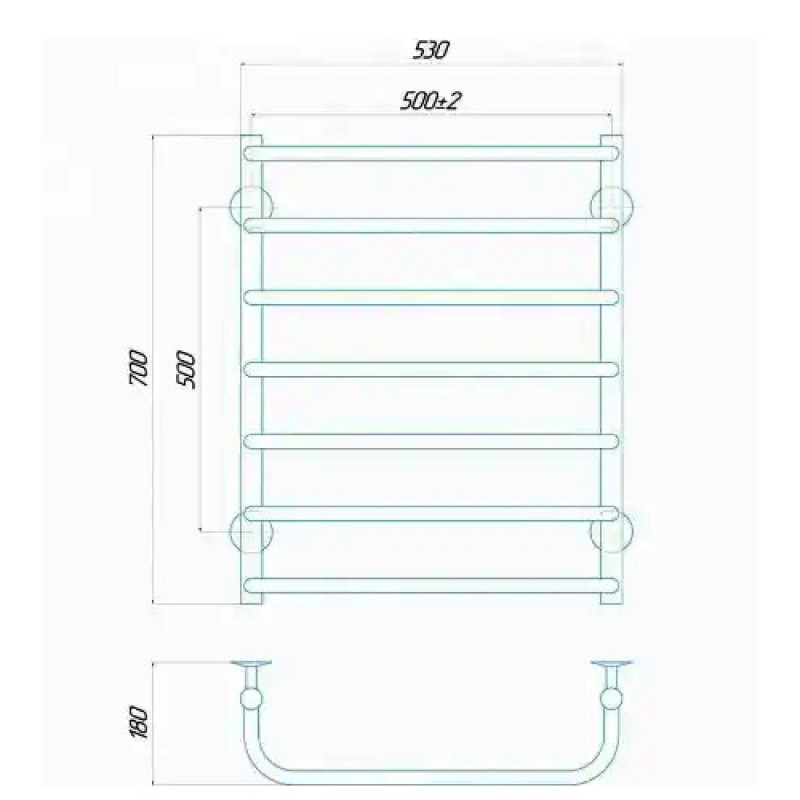 Рушникосушарка електрична Deffi Стандарт 500x700 лівий, 100 Вт, чорний