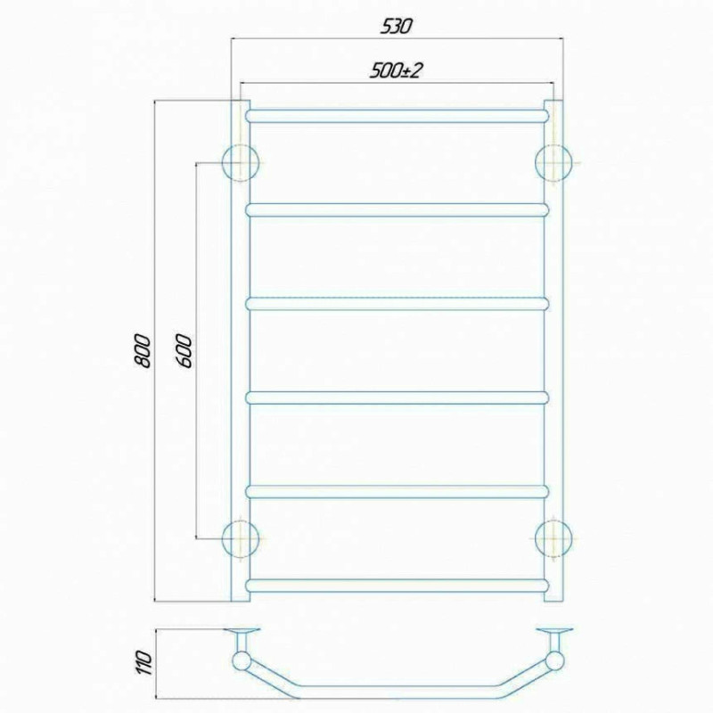 Рушникосушарка електрична Deffi Трапеція 500x800 правий, 120 Вт, хром
