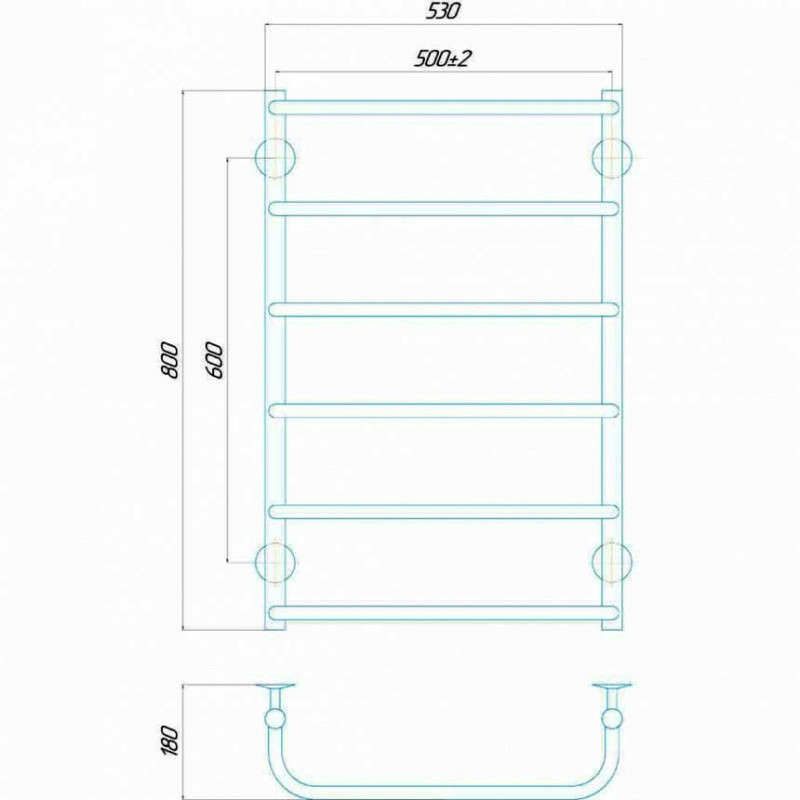 Полотенцесушитель электрический Deffi Стандарт 500x800 левый, 110 Вт, хром