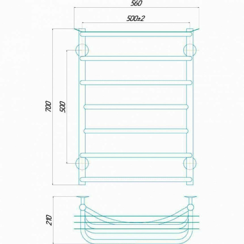Рушникосушарка електрична Deffi Юність 500x700 лівий, 120 Вт, хром