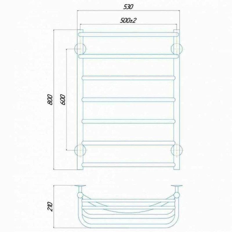 Рушникосушарка електрична Deffi Отель 500x800 правий, 110 Вт, хром