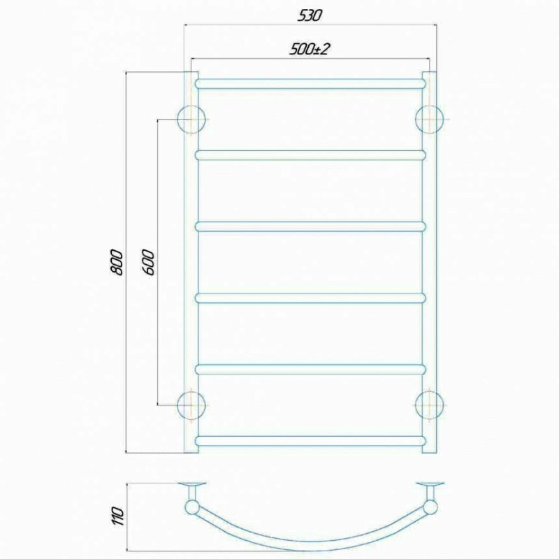 Полотенцесушитель электрический Deffi Классик 500x800 левый, 110 Вт, хром