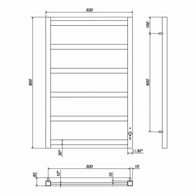 Рушникосушарка електрична Deffi Avast 500x800 правий, 140 Вт, білий