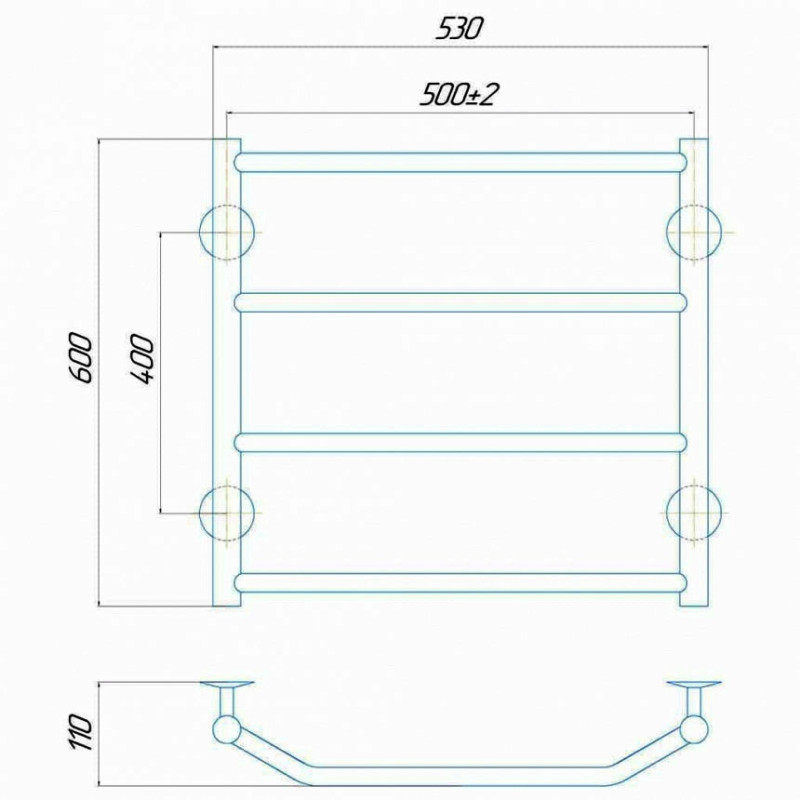 Рушникосушарка електрична Deffi Трапеція 500x600 лівий, 95 Вт, хром