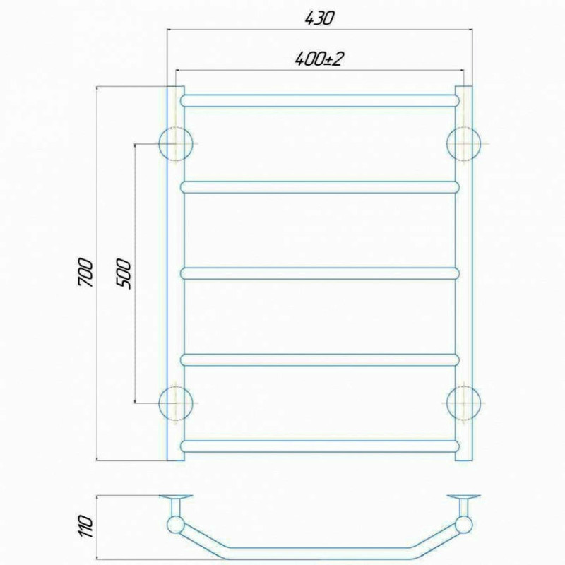 Рушникосушарка електрична Deffi Трапеція 400x700 правий, 85 Вт, хром