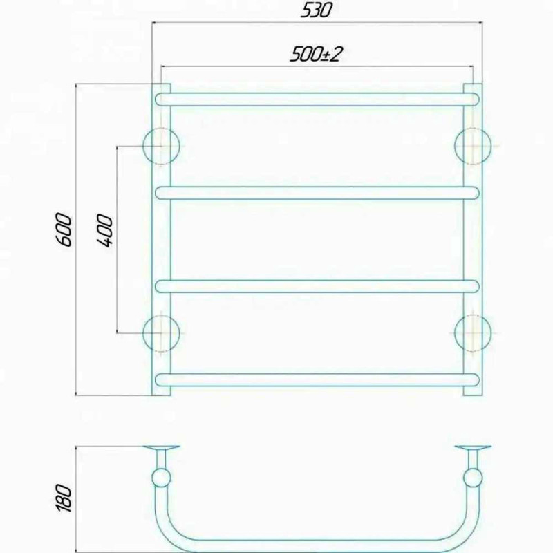 Рушникосушарка електрична Deffi Стандарт 500x600 лівий, 60 Вт, білий