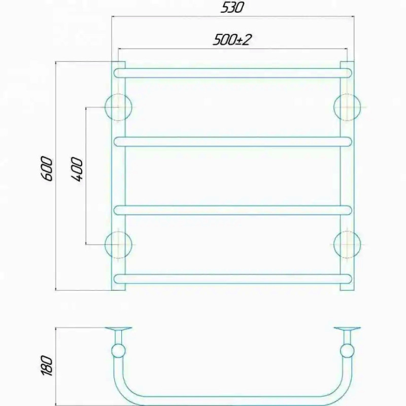 Рушникосушарка електрична Deffi Стандарт 500x600 правий, 60 Вт, білий
