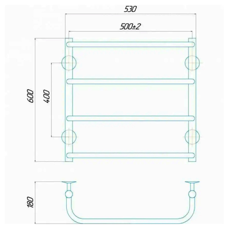 Рушникосушарка електрична Deffi Стандарт 500x600 правий, 60 Вт, чорний