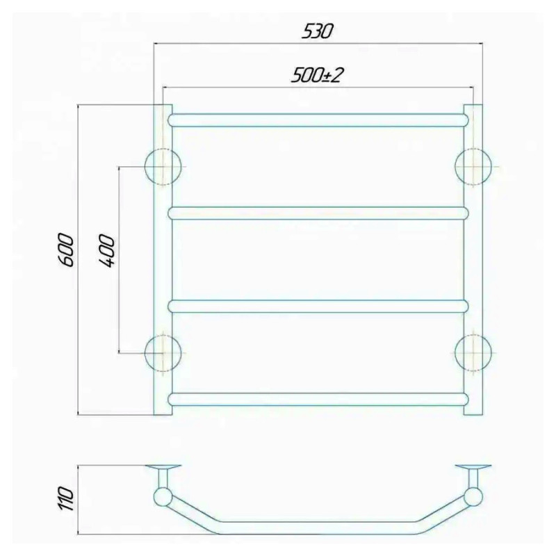 Рушникосушарка водяна Deffi Трапеція 500х600 мм