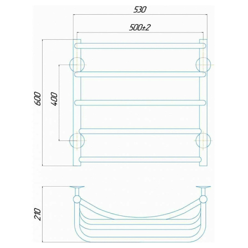 Рушникосушарка електрична Deffi Каскад 500x600 лівий, 85 Вт, хром