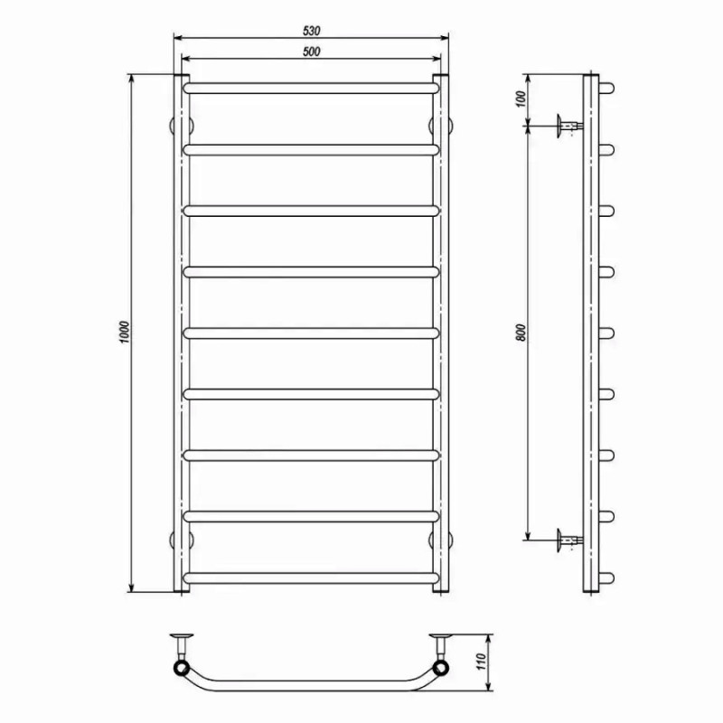 Рушникосушарка водяна Deffi Трапеція 500х1000 мм