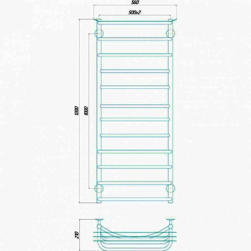 Рушникосушарка електрична Deffi Юність 500x1200 правий, 110 Вт, хром