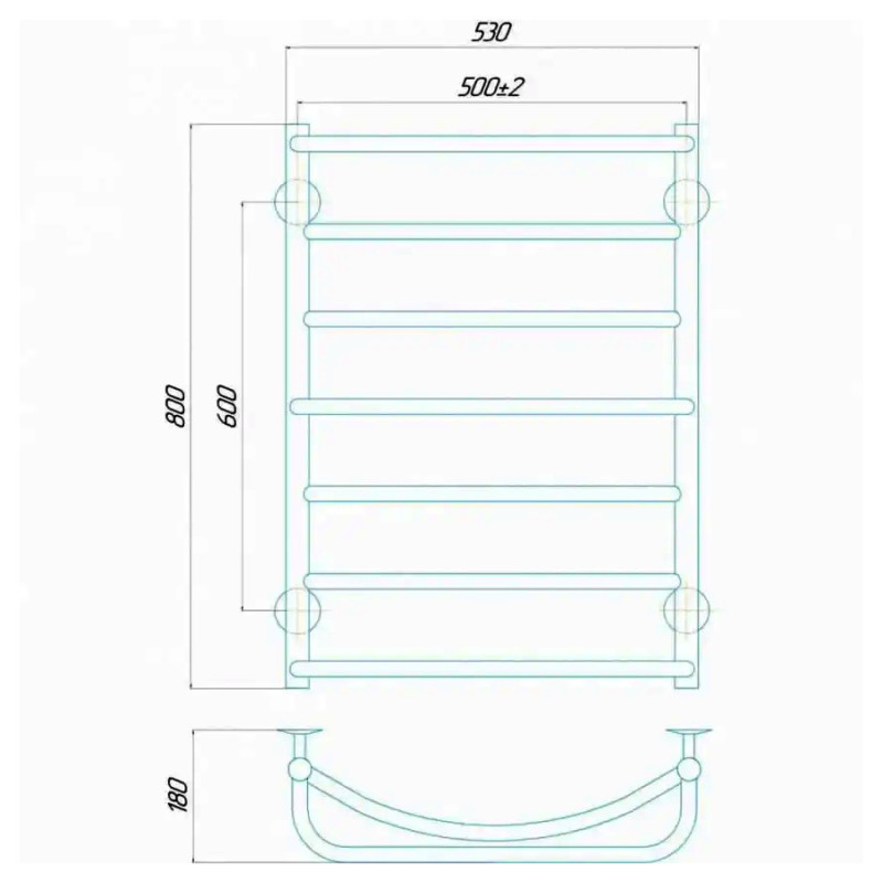 Рушникосушарка електрична Deffi Аквамікс 500x800 лівий, 60 Вт, білий