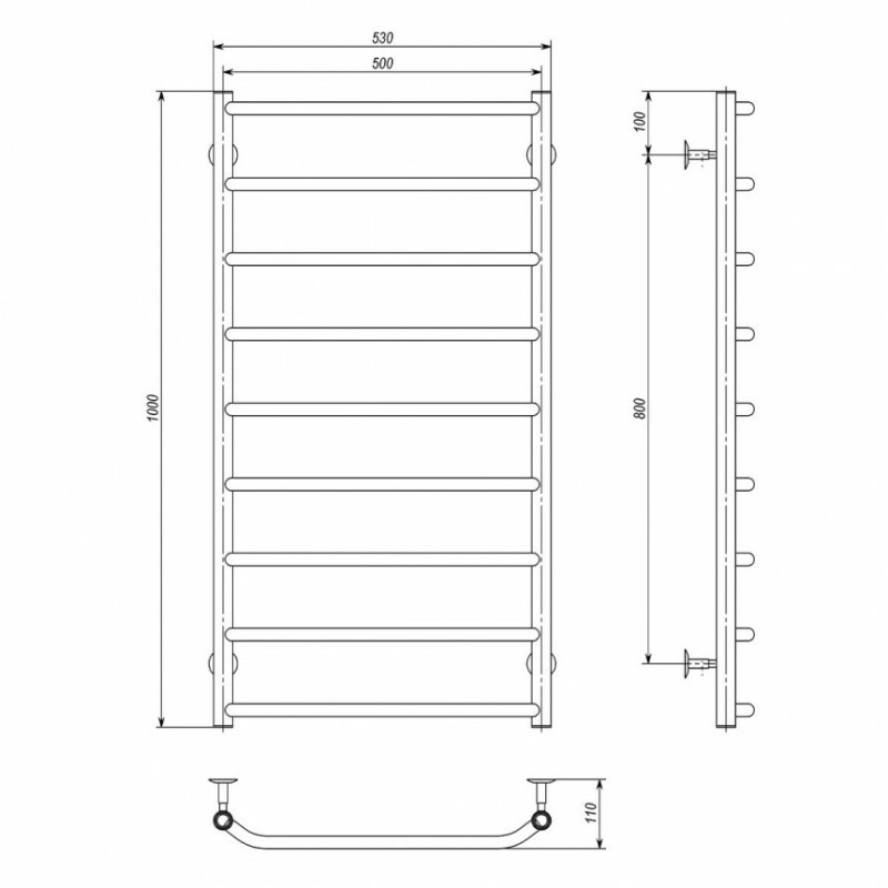 Полотенцесушитель электрический Deffi Трапеция 500x1000 мм правый, 120 Вт, хром